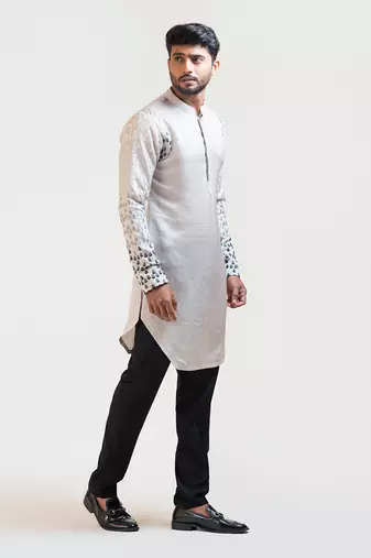 Grey Gradient Embroiderd kurta Set