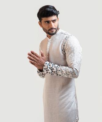 Grey Gradient Embroiderd kurta Set 4