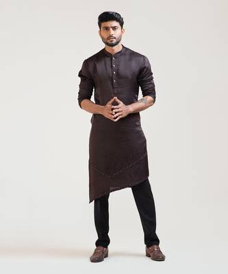 Coco Brown A-Symmetric Embroidered kurta Set 1