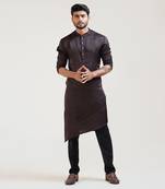 Coco Brown A-Symmetric Embroidered kurta Set