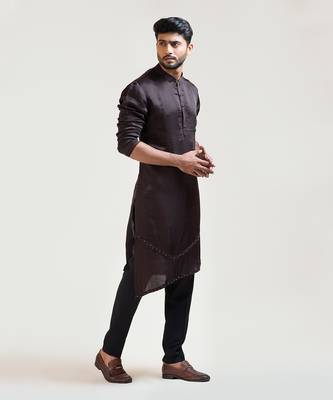 Coco Brown A-Symmetric Embroidered kurta Set 2