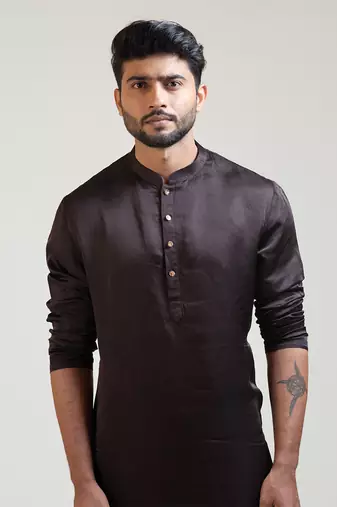 Coco Brown A-Symmetric Embroidered kurta Set