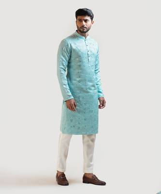 Baby blue Mirrorwork Kurta Set 1