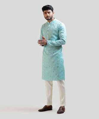 Baby blue Mirrorwork Kurta Set 2