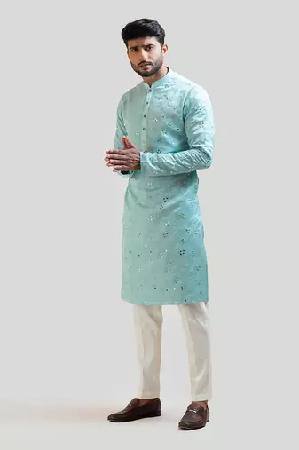 Baby blue Mirrorwork Kurta Set