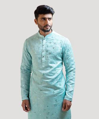 Baby blue Mirrorwork Kurta Set 3