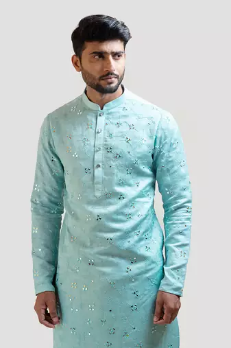 Baby blue Mirrorwork Kurta Set