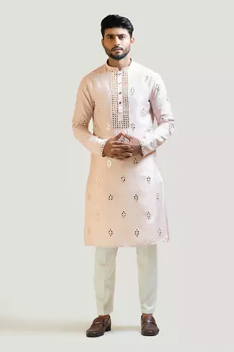 Sweet Pink Mirrorwork Kurta Set