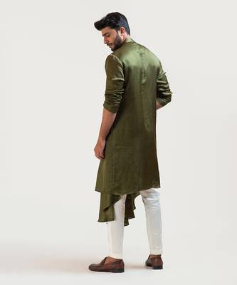Mehendi Green Drape Kurta Set 5