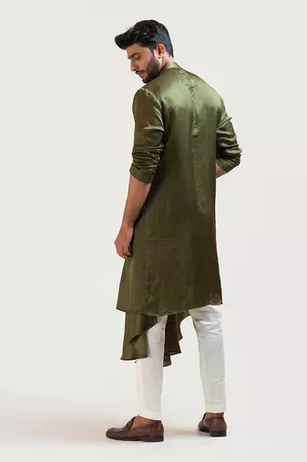 Mehendi Green Drape Kurta Set
