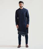 Ink Blue Geometric Panelled Kurta Set
