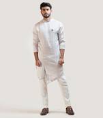 CreamOverlapping Embroidered Kurta Set
