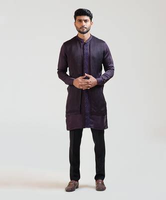 Purple Double panelled Embroidered Kurta Set 1