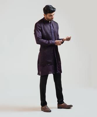 Purple Double panelled Embroidered Kurta Set 2