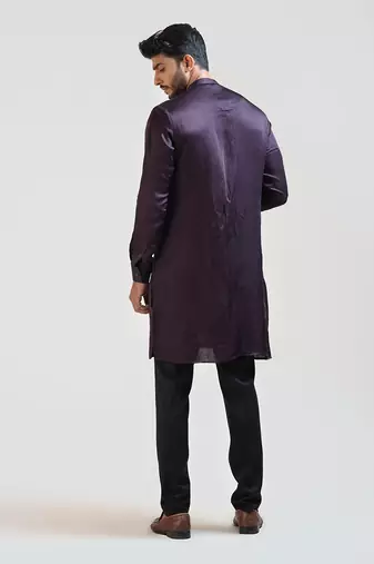 Purple Double panelled Embroidered Kurta Set