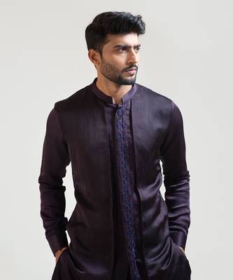 Purple Double panelled Embroidered Kurta Set 4