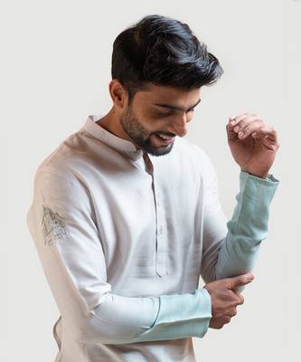 Grey To Green Ombre Shaded Embroidered Kurta Set 3