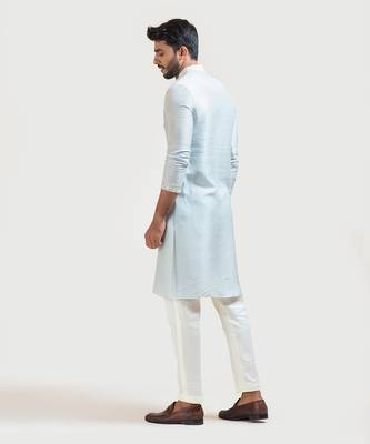 Ice Blue Straight embroidered Kurta 4