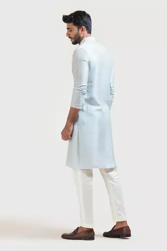 Ice Blue Straight embroidered Kurta