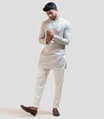 Grey Short Kurta with Pintucks Detailing Set