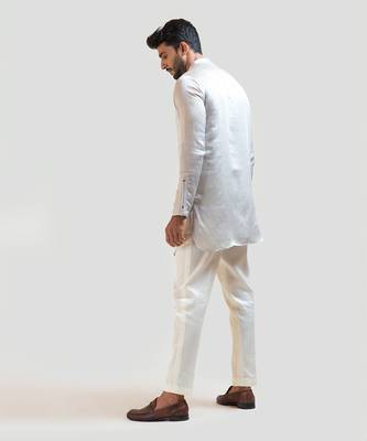 Grey Short Kurta with Pintucks Detailing Set 3