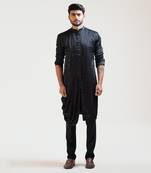 Black Side Drape Kurta Set