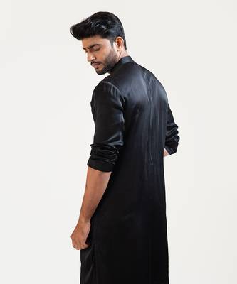 Black Side Drape Kurta Set 3