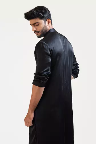 Black Side Drape Kurta Set