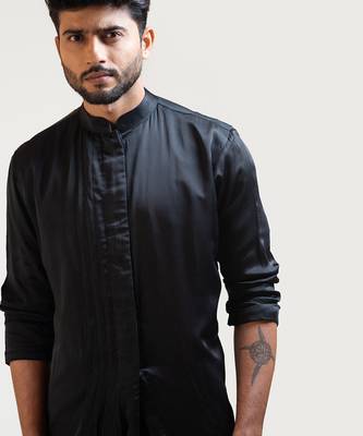 Black Side Drape Kurta Set 4