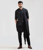 Black Long Drape Kurta Set