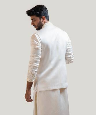 Cream Chintz Embroidered Nehru with Cream Embroidered kurta Set 5