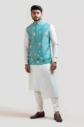 Madhubani Nehru with Overlapping kurta Set