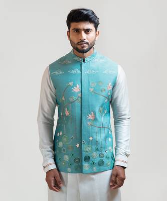 Madhubani Nehru with Overlapping kurta Set 3