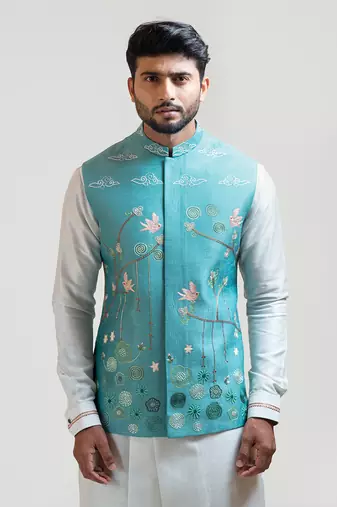 Madhubani Nehru with Overlapping kurta Set
