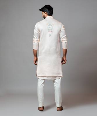 Multicolour Embroidered Long Nehru With Kurta And Pant Pyjama 3