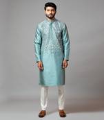 Silver Gota Patti Embroidered Kurta And Pant Pajama