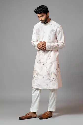 Fully Embroidered Multicolour Floral Kurta And Pant Pajama