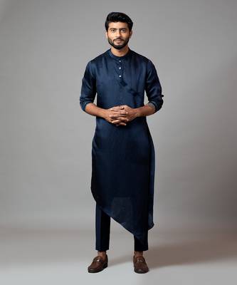Drape Kurta With Minimal Embroidery On Sleeves 1
