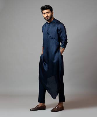 Drape Kurta With Minimal Embroidery On Sleeves 2