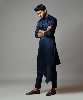 Drape Kurta With Minimal Embroidery On Sleeves 3