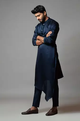 Drape Kurta With Minimal Embroidery On Sleeves