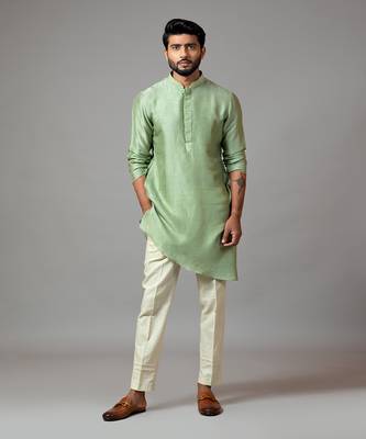 Assymetric short kurta with pintucks pant pajama 2