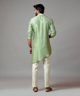 Assymetric short kurta with pintucks pant pajama 4