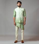 Stitchlines and embroidered nehru with assymetric kurta