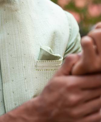 Stitchlines and embroidered nehru with assymetric kurta 9