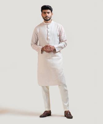 Grey Lineart Embroidered Kurta Set 1