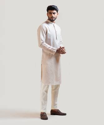 Grey Lineart Embroidered Kurta Set 2