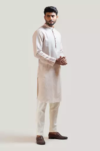 Grey Lineart Embroidered Kurta Set