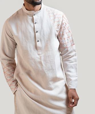 Grey Lineart Embroidered Kurta Set 3