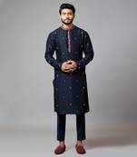Bullion Rose Embroidered Kurta With Pant Pajama